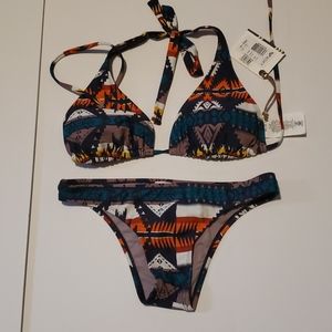 Roxy Pendleton Bikini Top Large Bottoms Small